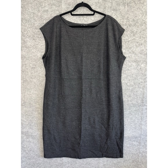 Eileen Fisher Dresses & Skirts - Eileen Fisher Dress 3X Gray Women Wool Cap Sleeve Sheath Career‎